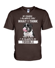 FRENCH BULLDOG in trouble V-Neck T-Shirt tile