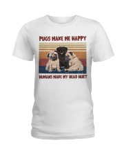 PUGS make me happy Ladies T-Shirt tile