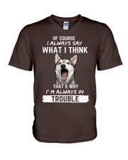 SIBERIAN HUSKY in trouble V-Neck T-Shirt tile