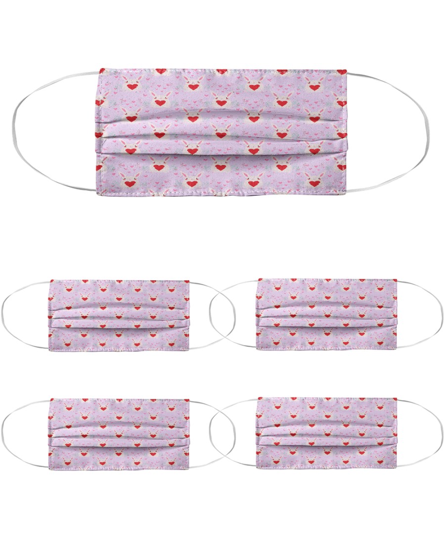 Bunny Hearts - Face Mask Cloth Face Mask - 5 Pack