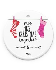 Our 1st Chiristmas together Ornament Personalize Circle Ornament (Porcelain) tile