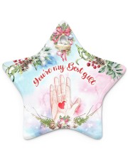 Best Gift Hands Ornament Christmas 4 Star Ornament (Porcelain) tile