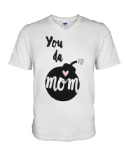 Husband wife you da mom V-Neck T-Shirt tile