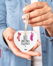 Our 1st Chiristmas together Ornament Heart ornament - single (porcelain) aos-heart-ornament-single-porcelain-lifestyles-01