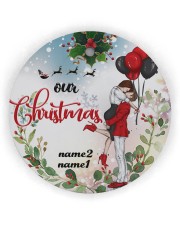 Couple Love Ornament Christmas Personalize Circle Ornament (Wood tile