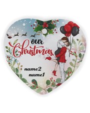 Couple Love Ornament Christmas Personalize Heart Ornament (Wood) tile