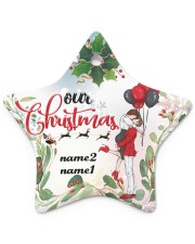 Couple Love Ornament Christmas Personalize Star Ornament (Porcelain) tile