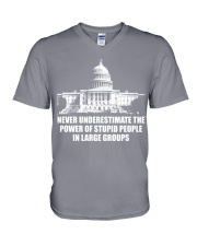 Never underestimate the power of stupid people in large groups V-Neck T-Shirt tile