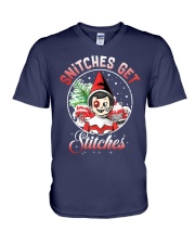 Snitches get stitches V-Neck T-Shirt tile