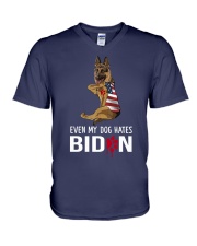 German Shepard hates Biden V-Neck T-Shirt tile