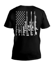 american flag and gun shirt V-Neck T-Shirt tile
