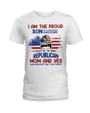 I am proud son of freaking awesome Republican mom Ladies T-Shirt tile