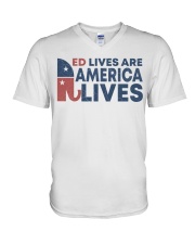 red lives V-Neck T-Shirt tile