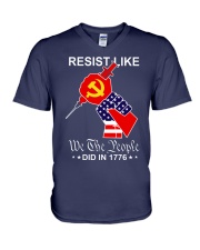 Resist like we the people did in 1776 V-Neck T-Shirt tile