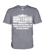 Never underestimate the power of stupid people in large groups 2 V-Neck T-Shirt tile