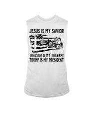 Jesus is my savior Tractor is my therapy Sleeveless Tee tile