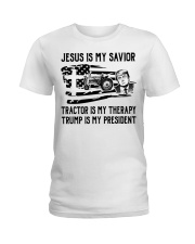 Jesus is my savior Tractor is my therapy Ladies T-Shirt tile