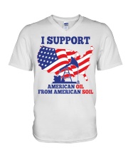 I support American oil from American soil V-Neck T-Shirt tile