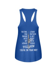 Before you break into my house Ladies Flowy Tank tile