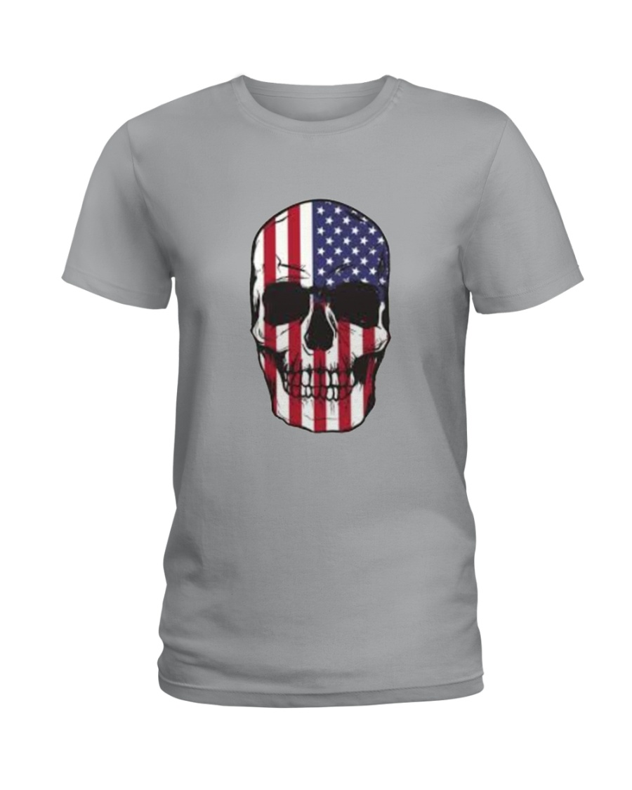 America-skull usa flag t shirt Ladies T-Shirt
