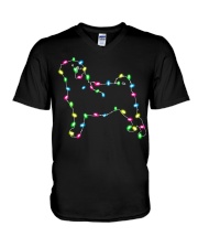 Christmas Lights Xmas Dog Pug V-Neck T-Shirt thumbnail