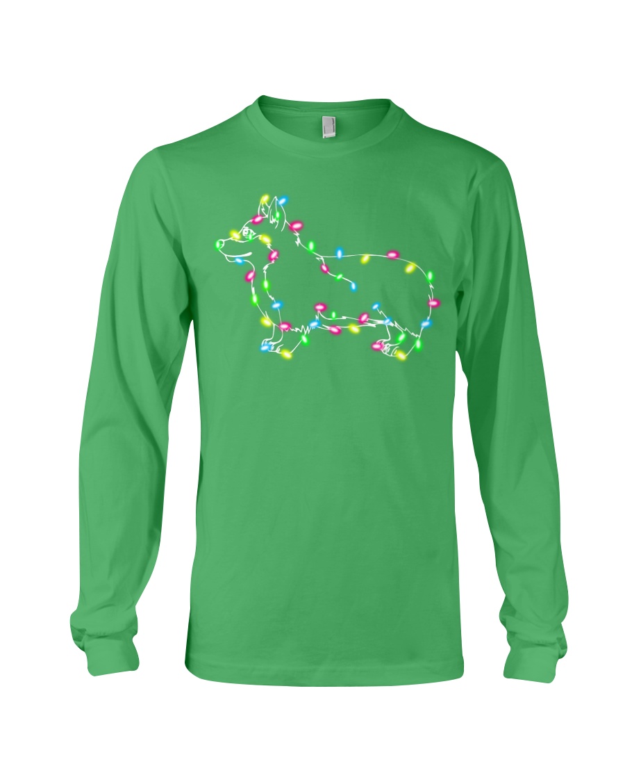 Christmas Lights Xmas Dog Pembroke Welsh Corgi Long Sleeve Tee
