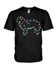 Christmas Lights Xmas Dog Border Collie V-Neck T-Shirt thumbnail