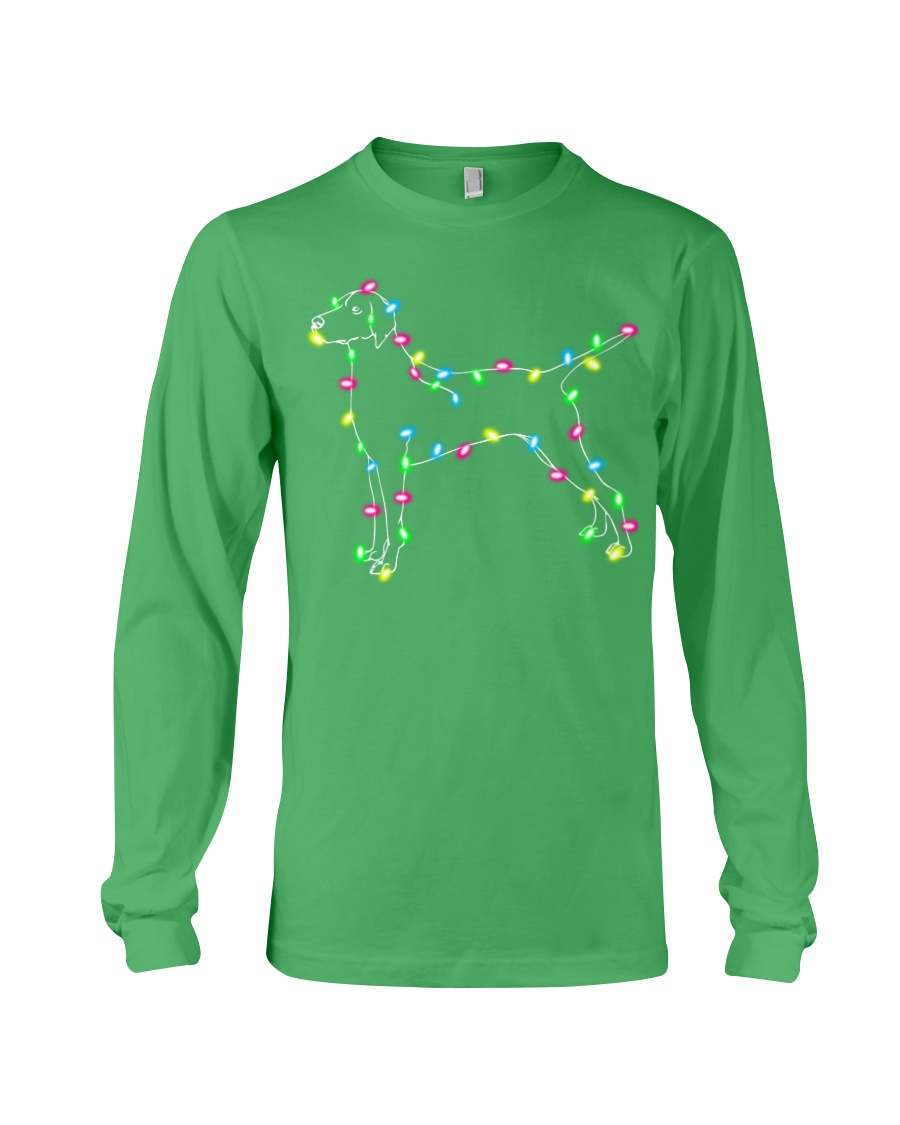 Christmas Lights Xmas Dog Vizsla Long Sleeve Tee