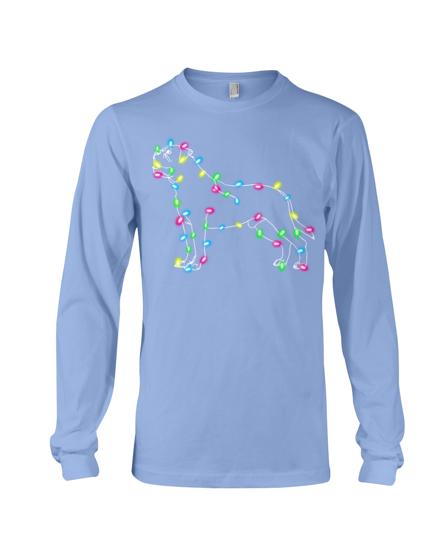 Christmas Lights Xmas Dog Mastiff Long Sleeve Tee