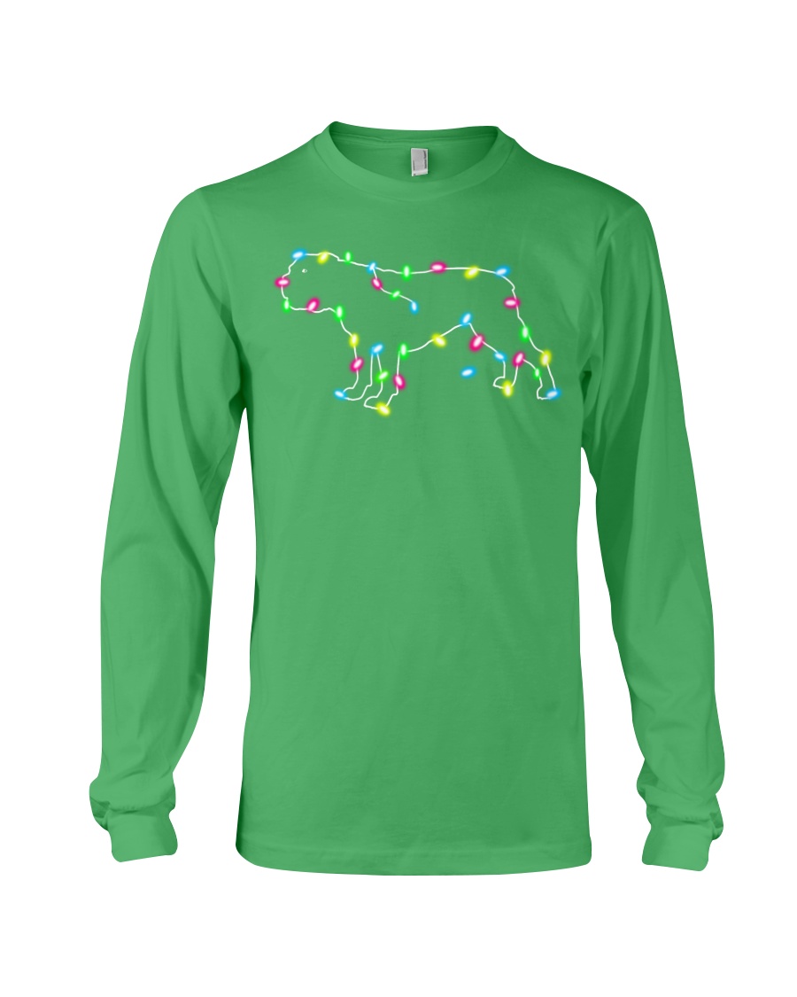 Christmas Lights Xmas Dog Bulldog Long Sleeve Tee