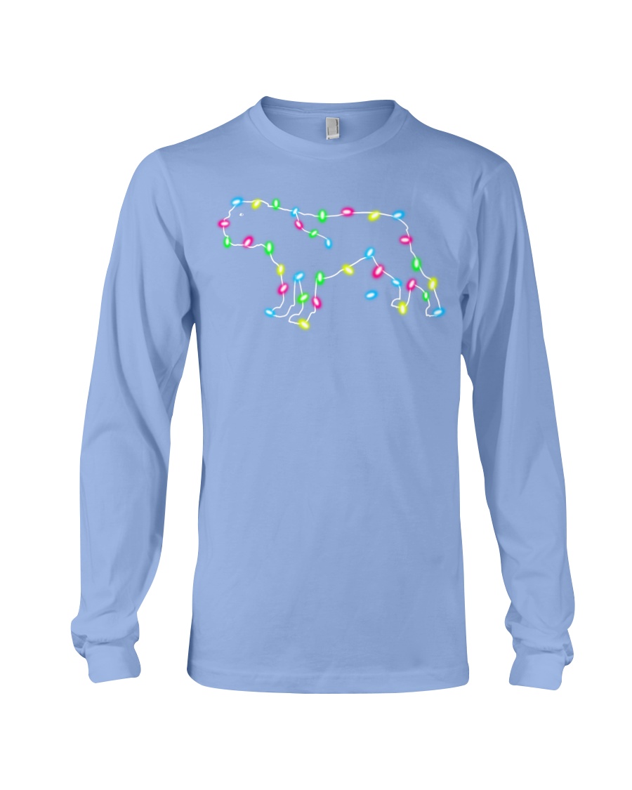 Christmas Lights Xmas Dog Bulldog Long Sleeve Tee