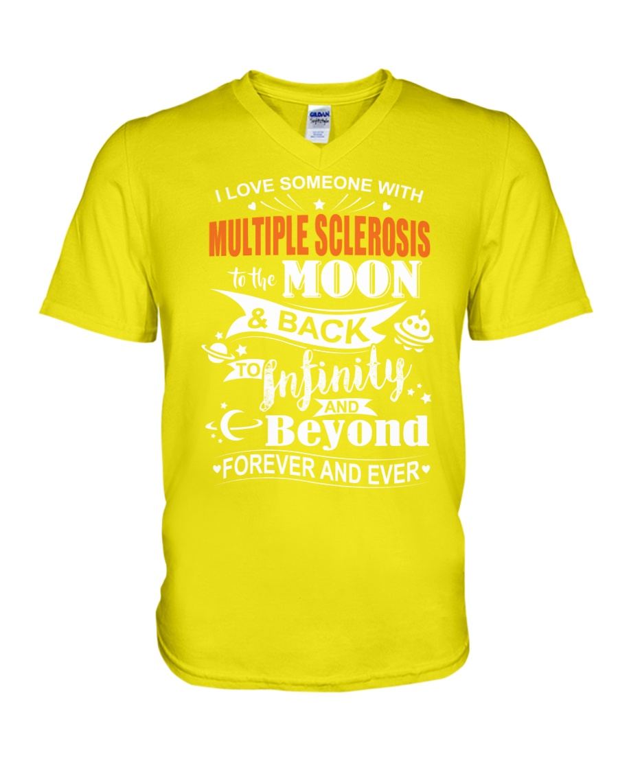 I Love Someone With MS To The Moon And Back V-Neck T-Shirt