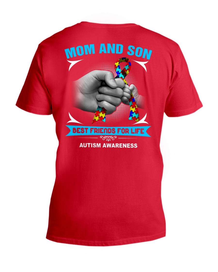 Autism Awareness Mom And Son V-Neck T-Shirt