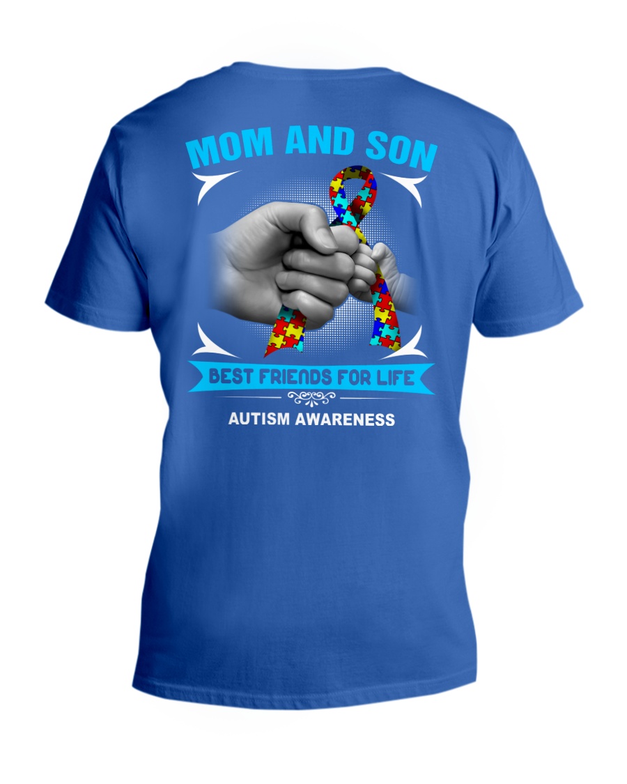 Autism Awareness Mom And Son V-Neck T-Shirt