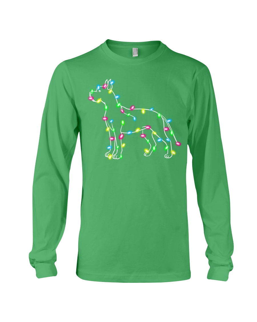 Christmas Lights Xmas Dog Great Dane Long Sleeve Tee