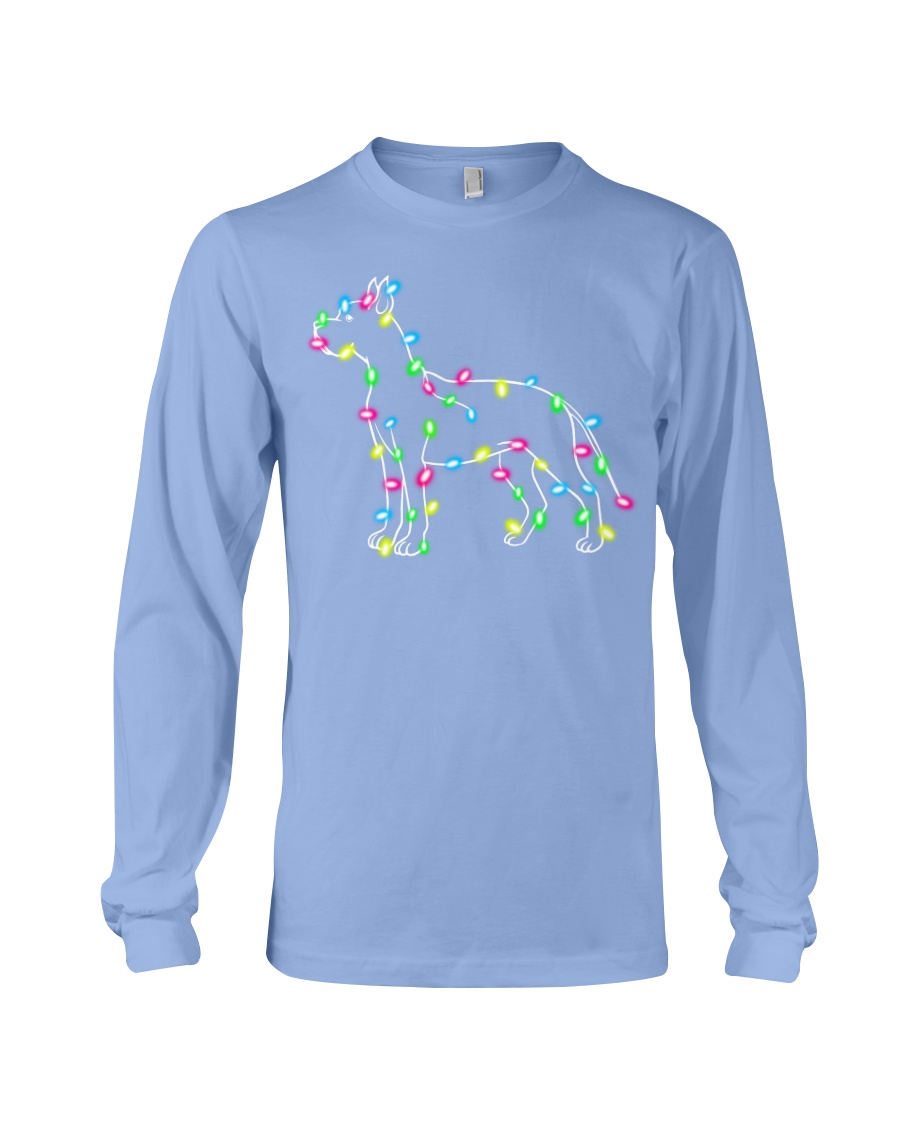 Christmas Lights Xmas Dog Great Dane Long Sleeve Tee
