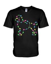 Christmas Lights Xmas Dog Poodle V-Neck T-Shirt thumbnail