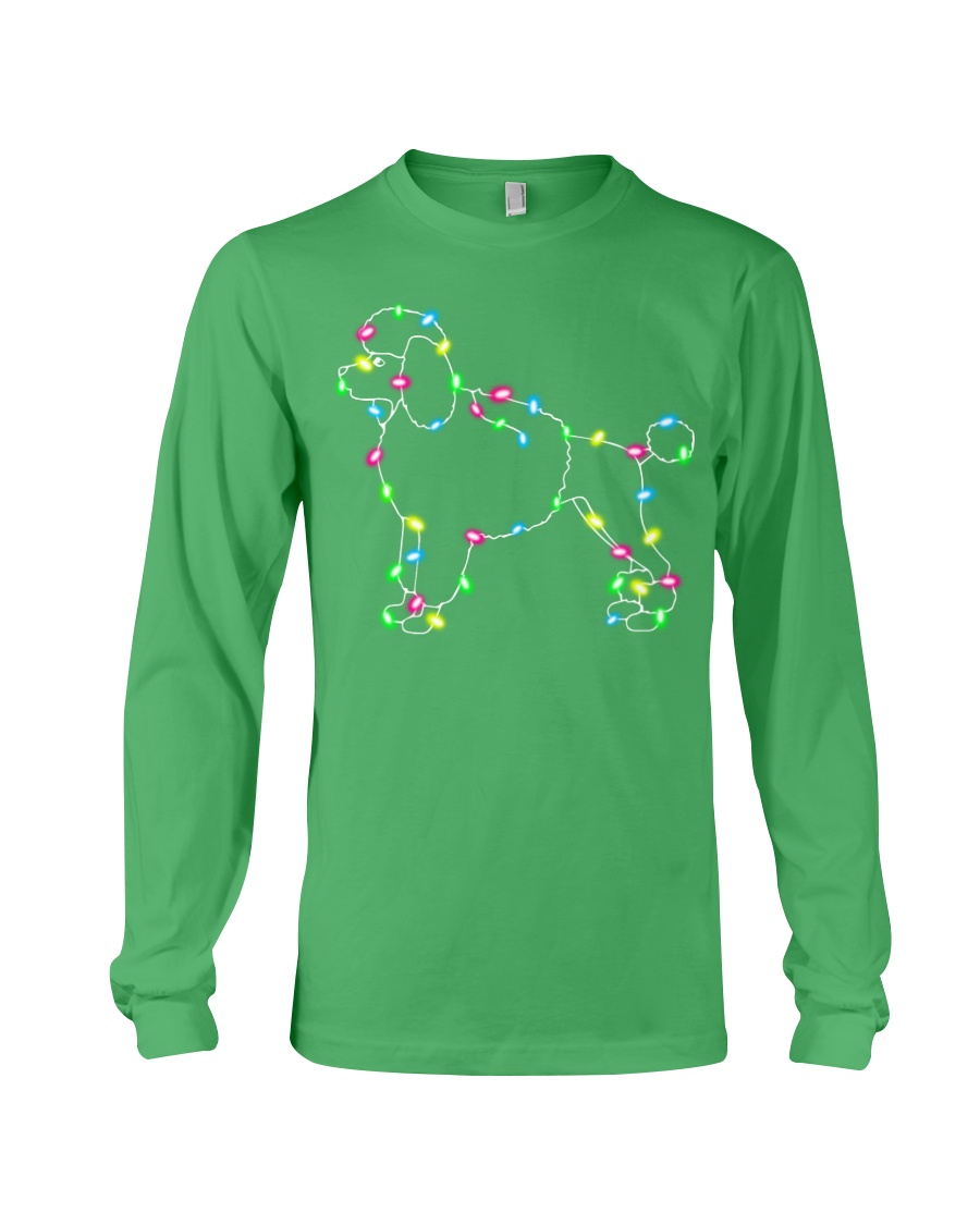 Christmas Lights Xmas Dog Poodle Long Sleeve Tee