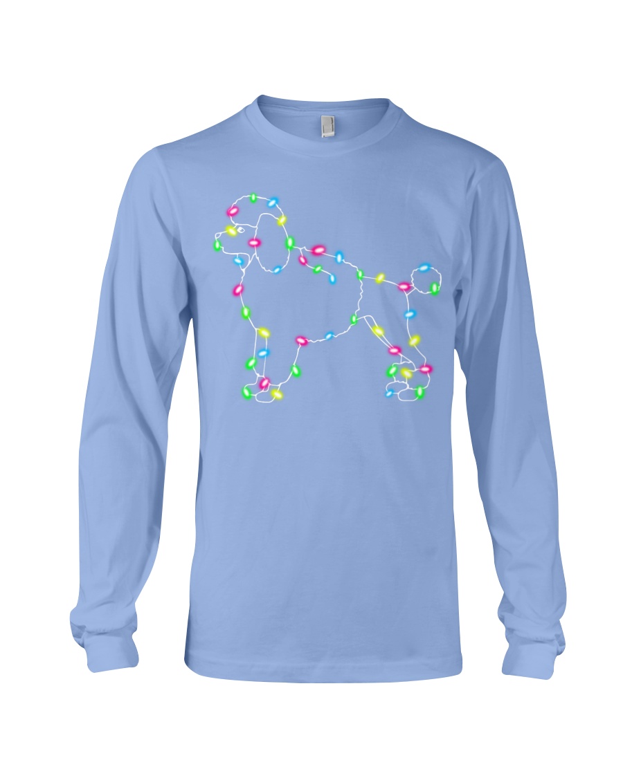 Christmas Lights Xmas Dog Poodle Long Sleeve Tee