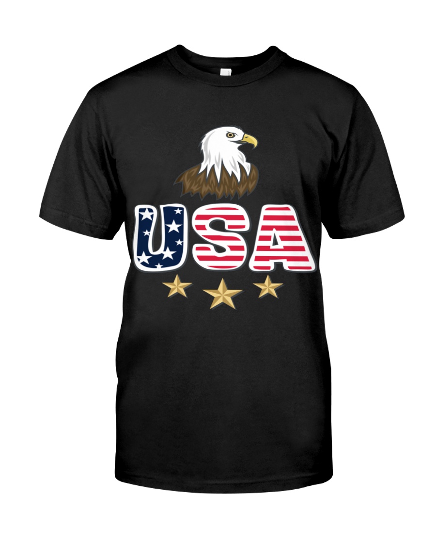 Usa Bald Eagle T Shirt By Portokalis Design By Hum Classic T-Shirt