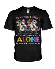 TEACHER BESTIES V-Neck T-Shirt tile