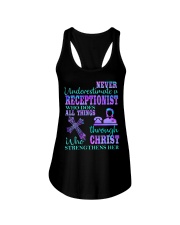 NEVER UNDERESTIMATE A RECEPTIONIST Ladies Flowy Tank tile