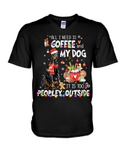 ALL I NEED IS COFFEE AND MY DOG V-Neck T-Shirt tile