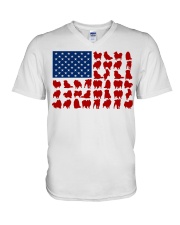 POMERANIAN - USA FLAG V-Neck T-Shirt tile