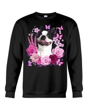 BOSTON TERRIER AND FLOWER Crewneck Sweatshirt tile