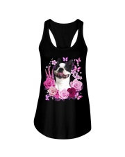 BOSTON TERRIER AND FLOWER Ladies Flowy Tank tile