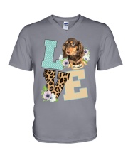LOVE DACHSHUND V-Neck T-Shirt tile
