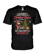 SHE ALSO NEEDS A YORKIE V-Neck T-Shirt tile
