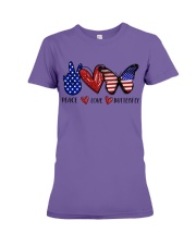 PEACE LOVE BUTTERFLY Premium Fit Ladies Tee tile