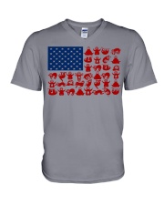 Sloth - USA Flag V-Neck T-Shirt tile
